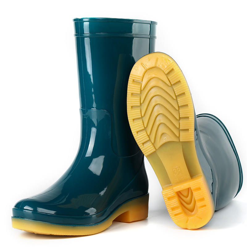 Bottes de pluie pour femmes à bout rond en PVC